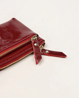 Double Zip Leather Mini Wallet