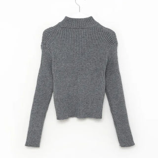 Applique zip-up knit