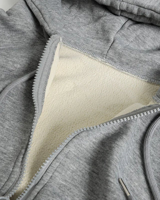 Fleece-lined hooded zip-up parka