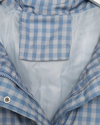 Gingham check hooded faux down jacket