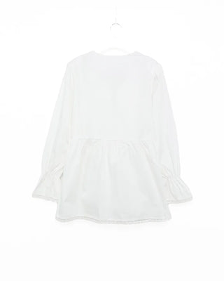 Drawstring Long Puff Sleeve Blouse