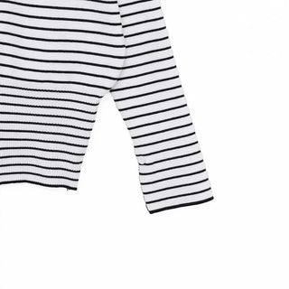 Striped Button One-Shoulder T-Shirt