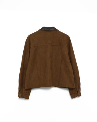 Leather color-point suede jacket