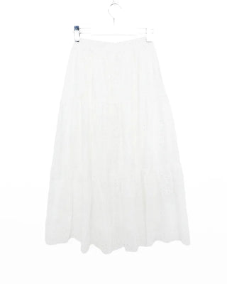 Perforated lace long skirt