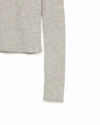Round neck button long sleeve T-shirt