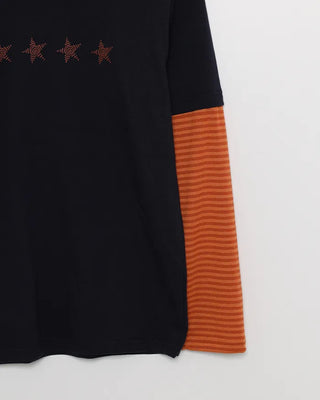 Striped Sleeve Layered T-Shirt