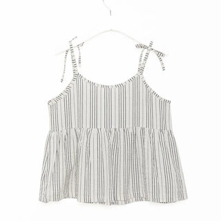 Striped shirred sleeveless top