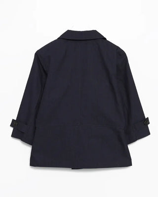 Round collar cropped sleeve double jacket