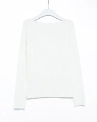 Triple Diamond Slit Slashed Neck Long T-Shirt
