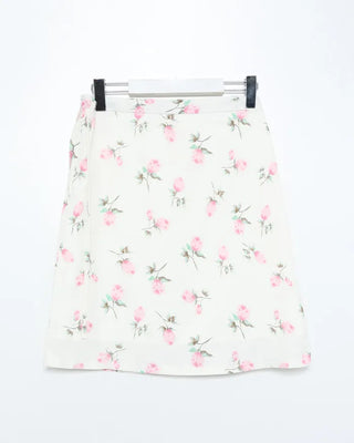 Flower-tucked midi skirt