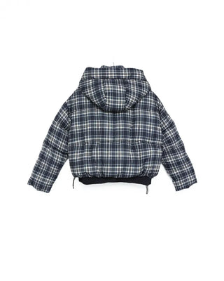 Tartan check hooded short down jacket
