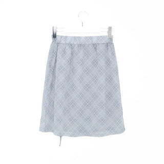 See-through tan check midi skirt