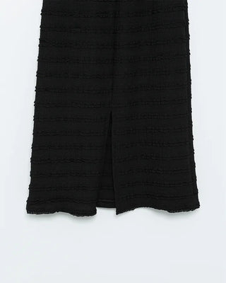 Frilled elastic waist long skirt