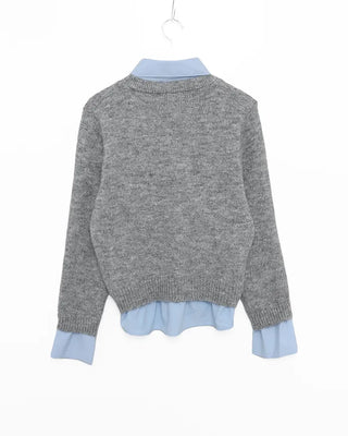 Shirt-layered loose-fit knit