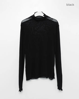 See-through layered long-sleeve T-shirt
