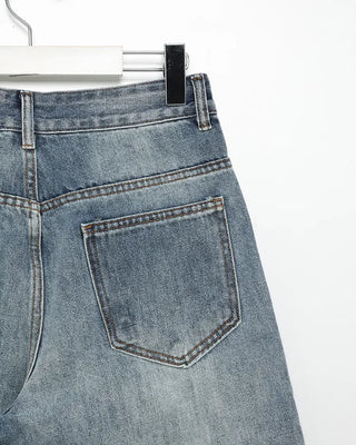 Semi-wide denim pants