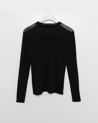 See-through two-tone simple T-shirt