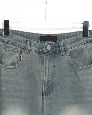 Side-tucked balloon denim pants