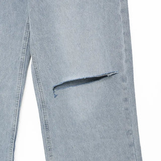 Side-slit vintage denim pants