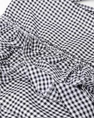 Checkered frill shoulder bag