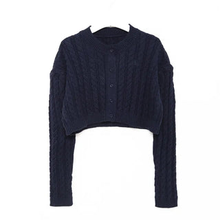 Twist knit cardigan and shirt set