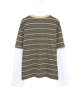 Striped layered long t-shirt