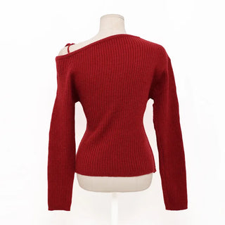 One-shoulder ribbed knit