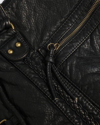 Cable Line Leather Square Boston Bag