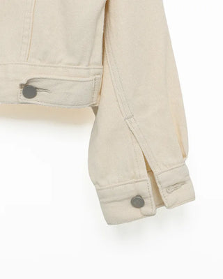 Cropped hooded denim jacket