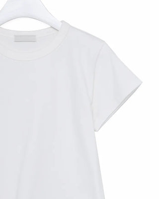 Cropped cotton short-sleeved T-shirt