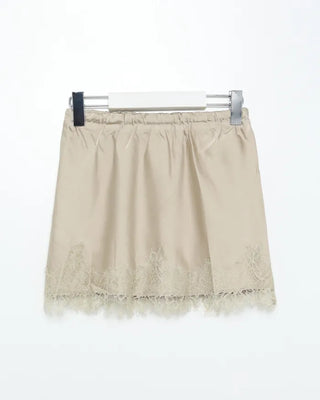 Satin lace mini skirt