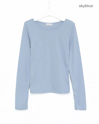 Bateau Neck Basic Long T-Shirt