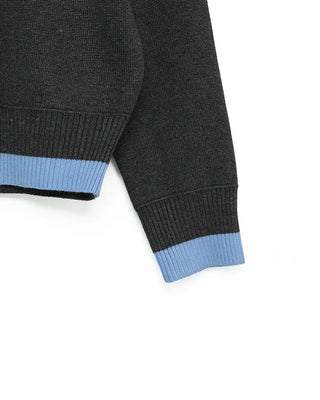 Hem two-tone round button cardigan