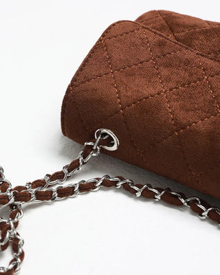 Square chain suede bag