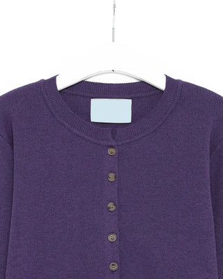 Round neck marble button basic cardigan