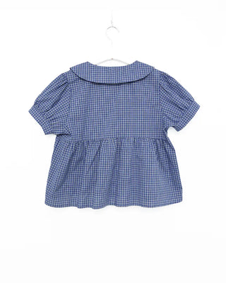 Round collar shirred blouse
