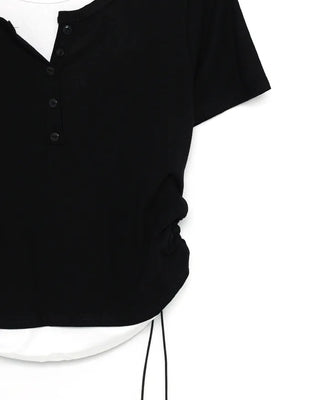Layered Henley Neck T-Shirt