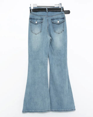 Double studded belt set with bootcut cotton pants