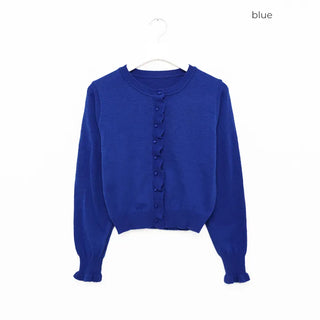 Button-up ruffle knit cardigan