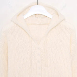 Cropped knit hoodie cardigan