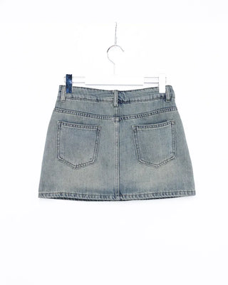 Washed denim mini skirt