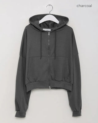 Cropped Hooded Zip-Up