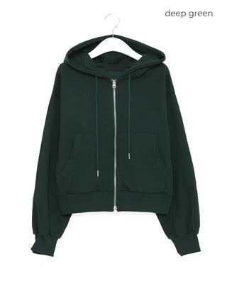 Daily Cropped Hooded Zip-Up