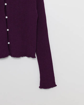 Ribbed Frill Slim Cardigan