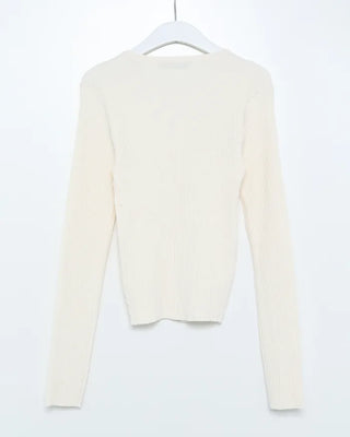 Round neck ribbed knit cardigan