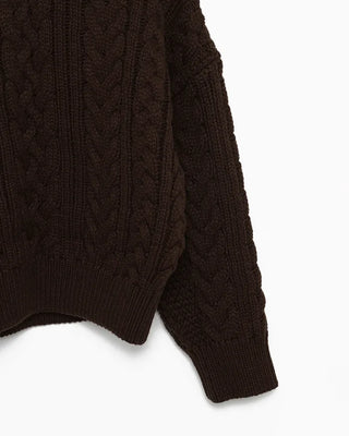 Drop Shoulder Bold Cable Crochet Sweater