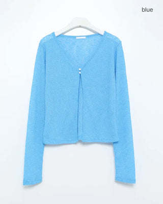 Two-button sheer cardigan