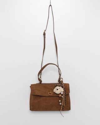 Suede gold buckle bag