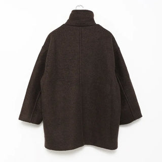 High-neck collar half coat