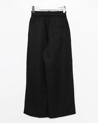 Belted Elastic Waist Tweed Wide Pants